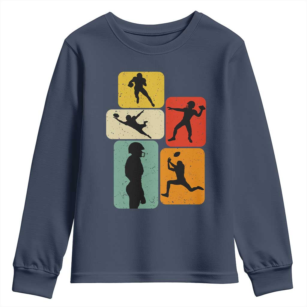 American Football Player Retro Vintage Sport Lover Youth Sweatshirt TS11 Navy Print Your Wear