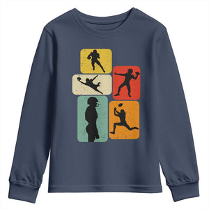 American Football Player Retro Vintage Sport Lover Youth Sweatshirt TS11 Navy Print Your Wear
