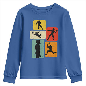 American Football Player Retro Vintage Sport Lover Youth Sweatshirt TS11 Royal Blue Print Your Wear