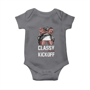 Funny Classy Until Kickoff Baby Onesie American Football Game Day Messy Bun - Print Your Wear
