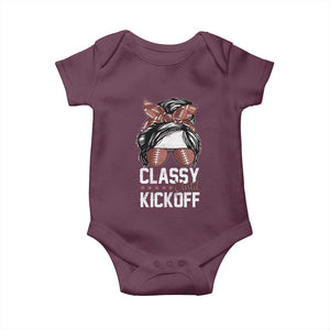 Funny Classy Until Kickoff Baby Onesie American Football Game Day Messy Bun - Print Your Wear