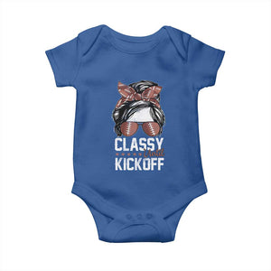Funny Classy Until Kickoff Baby Onesie American Football Game Day Messy Bun - Print Your Wear