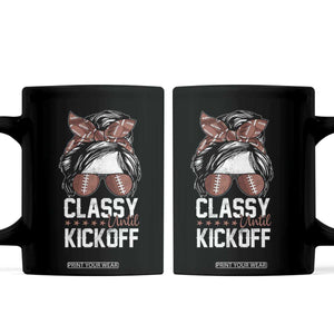 Funny Classy Until Kickoff Coffee Mug American Football Game Day Messy Bun - Print Your Wear