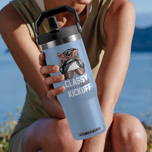 Funny Classy Until Kickoff Flip Straw Tumbler American Football Game Day Messy Bun - Print Your Wear