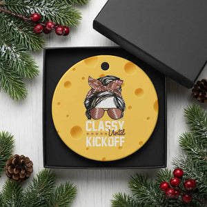 Funny Classy Until Kickoff Ceramic Ornament American Football Game Day Messy Bun TS11 1pc Yellow Cheese Print Your Wear