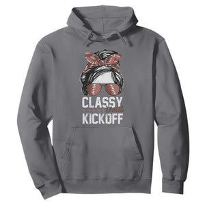 Funny Classy Until Kickoff Hoodie American Football Game Day Messy Bun TS11 Charcoal Print Your Wear