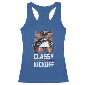 Funny Classy Until Kickoff Racerback Tank Top American Football Game Day Messy Bun - Print Your Wear