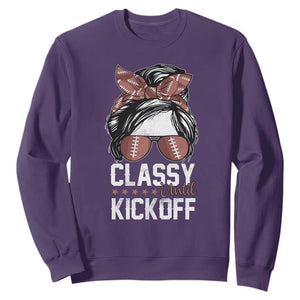 Funny Classy Until Kickoff Sweatshirt American Football Game Day Messy Bun TS11 Purple Print Your Wear