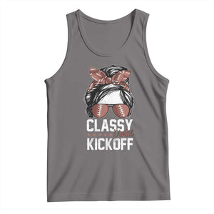Funny Classy Until Kickoff Tank Top American Football Game Day Messy Bun TS11 Deep Heather Print Your Wear