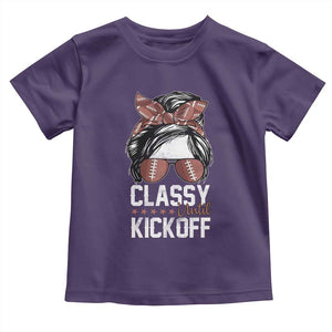 Funny Classy Until Kickoff Toddler T Shirt American Football Game Day Messy Bun - Print Your Wear