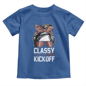 Funny Classy Until Kickoff Toddler T Shirt American Football Game Day Messy Bun TS11 Royal Blue Print Your Wear