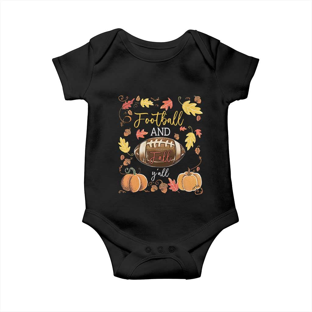 Football And Fall Yall Baby Onesie Fall Season American Football - Print Your Wear