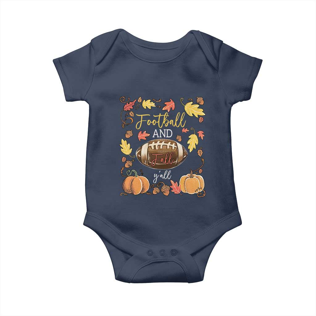 Football And Fall Yall Baby Onesie Fall Season American Football TS11 Navy Print Your Wear
