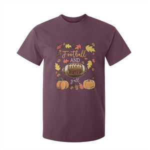 Football And Fall Yall T Shirt For Kid Fall Season American Football TS11 Maroon Print Your Wear