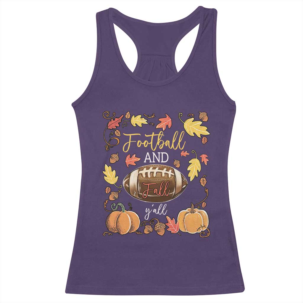 Football And Fall Yall Racerback Tank Top Fall Season American Football TS11 Purple Print Your Wear