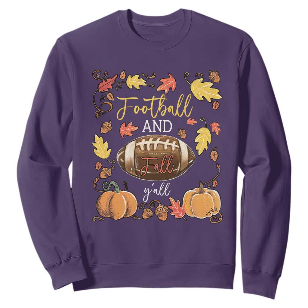 Football And Fall Yall Sweatshirt Fall Season American Football TS11 Purple Print Your Wear