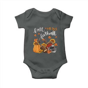 Fall Means Football Baby Onesie Fall Season American Football Thanksgiving TS11 Dark Heather Print Your Wear
