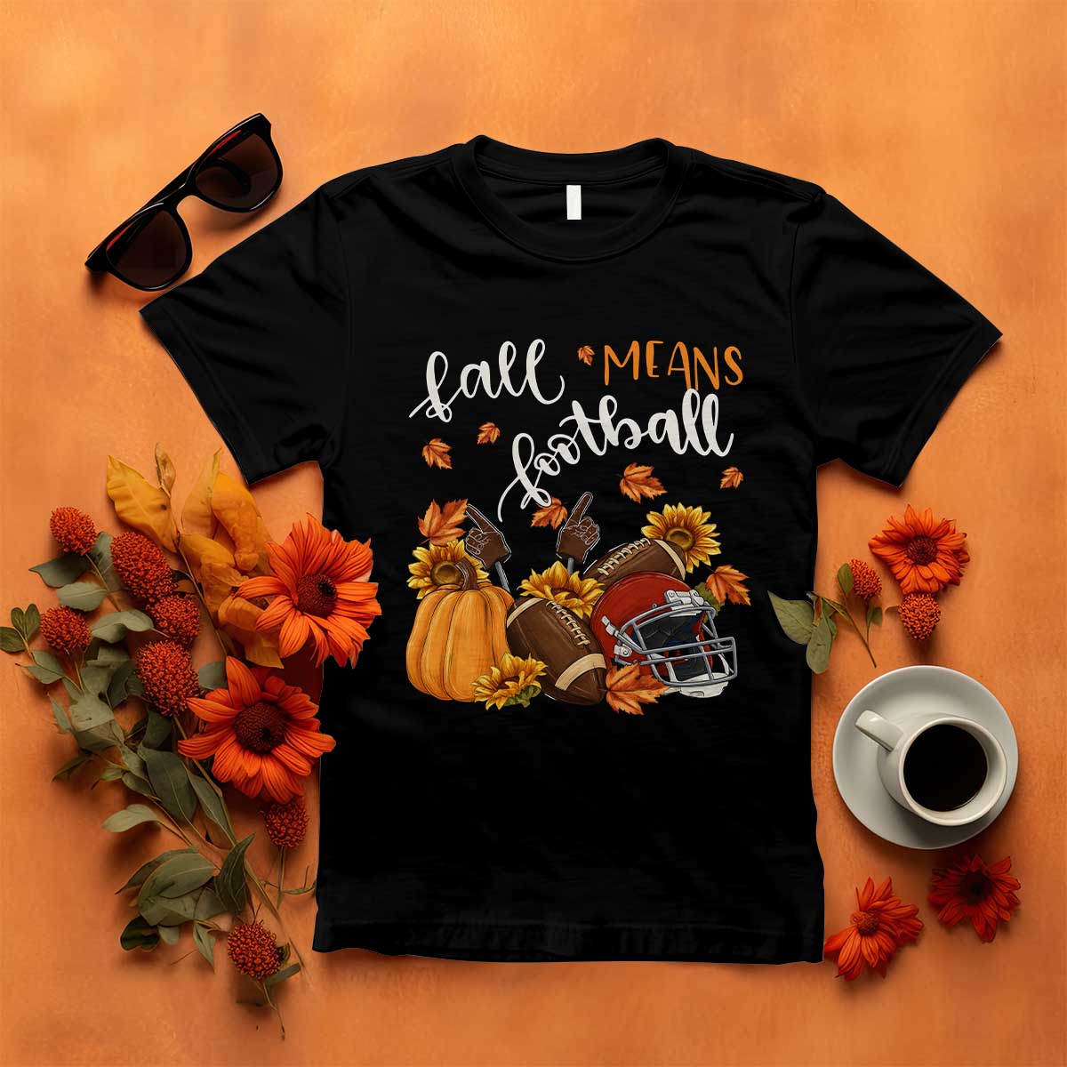 Fall Means Football T Shirt Fall Season American Football Thanksgiving TS11 Black Print Your Wear