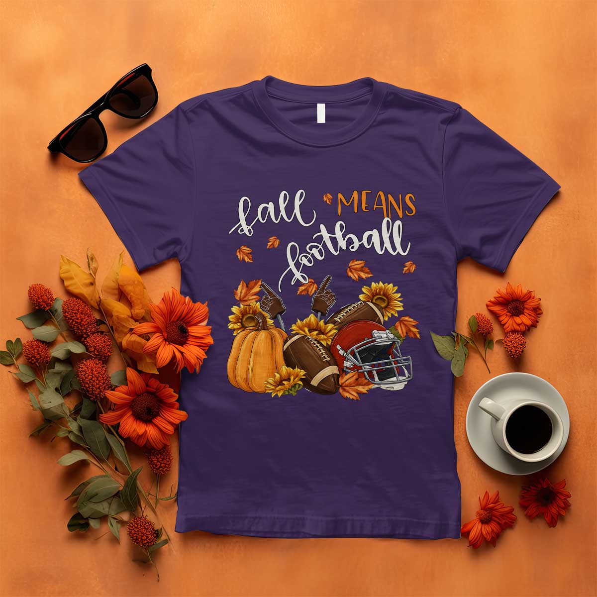 Fall Means Football T Shirt Fall Season American Football Thanksgiving TS11 Purple Print Your Wear