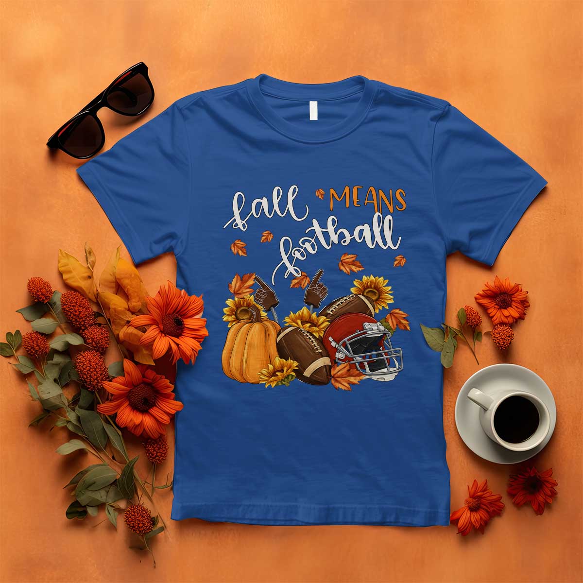 Fall Means Football T Shirt Fall Season American Football Thanksgiving TS11 Royal Blue Print Your Wear
