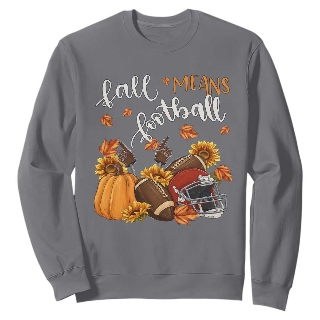 Fall Means Football Sweatshirt Fall Season American Football Thanksgiving TS11 Charcoal Print Your Wear