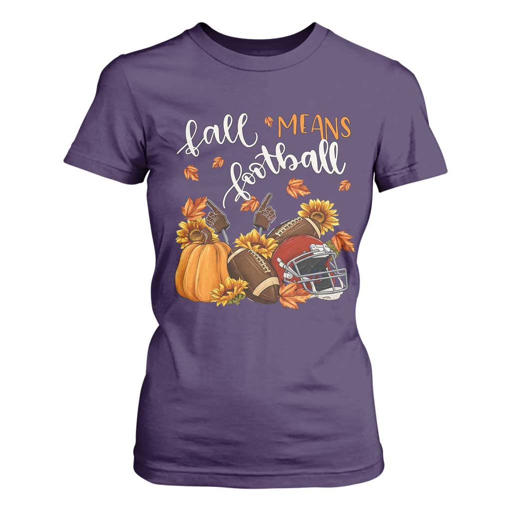 Fall Means Football T Shirt For Women Fall Season American Football Thanksgiving TS11 Purple Print Your Wear