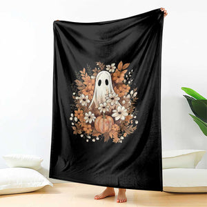 Halloween Ghost Throw Blanket Vintage Floral Pumpkin Glitter Print TS11 Print Your Wear