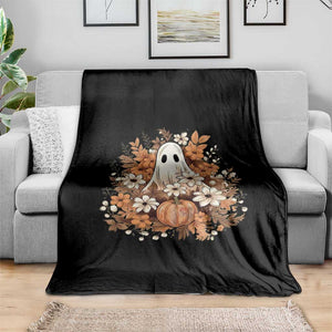 Halloween Ghost Throw Blanket Vintage Floral Pumpkin Glitter Print TS11 Print Your Wear