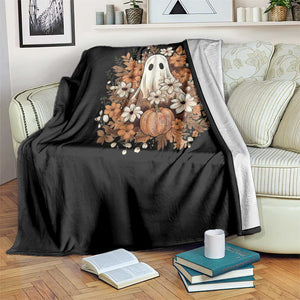 Halloween Ghost Throw Blanket Vintage Floral Pumpkin Glitter Print TS11 Print Your Wear