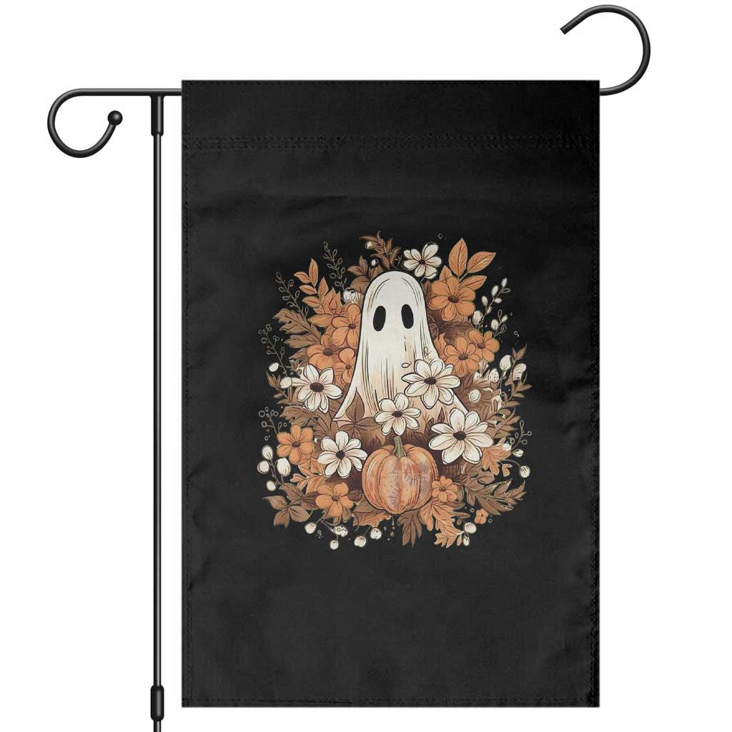 Halloween Ghost Garden Flag Vintage Floral Pumpkin Glitter Print TS11 Black Print Your Wear