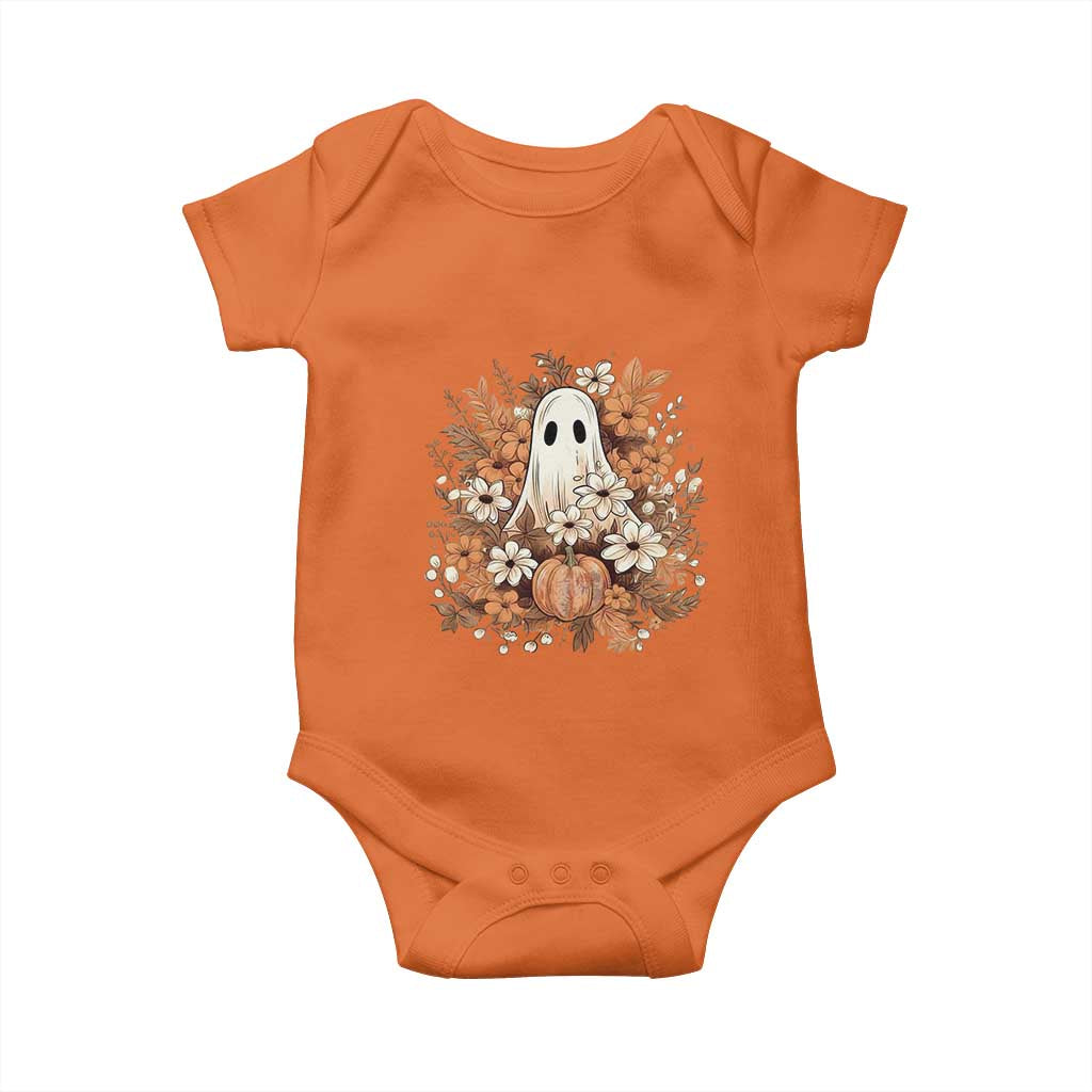 Halloween Ghost Baby Onesie Vintage Floral Pumpkin Glitter Print TS11 Orange Print Your Wear