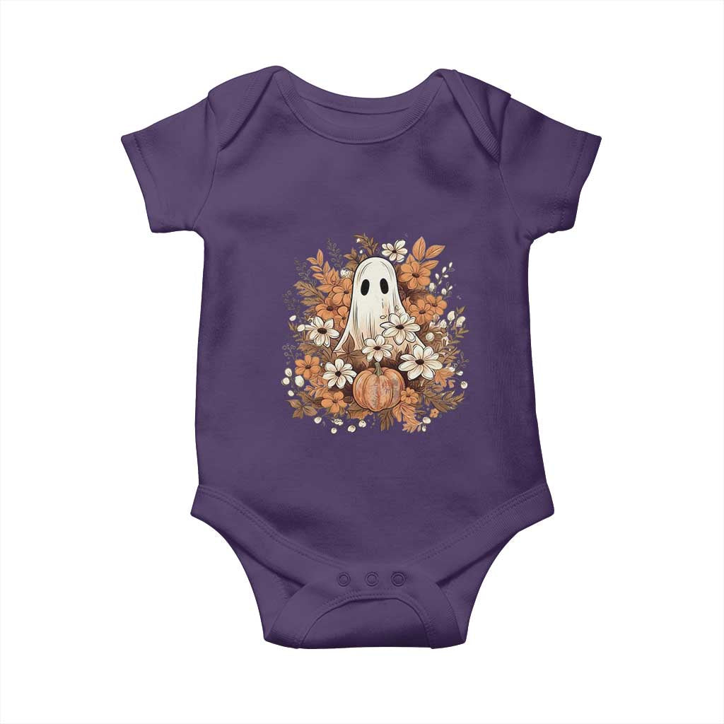 Halloween Ghost Baby Onesie Vintage Floral Pumpkin Glitter Print TS11 Purple Print Your Wear
