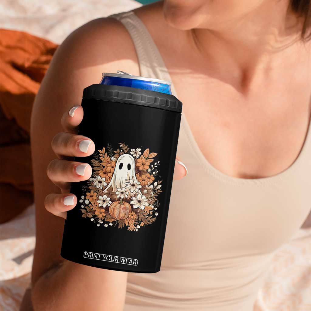 Halloween Ghost 4 in 1 Can Cooler Tumbler Vintage Floral Pumpkin Glitter Print TS11 Print Your Wear