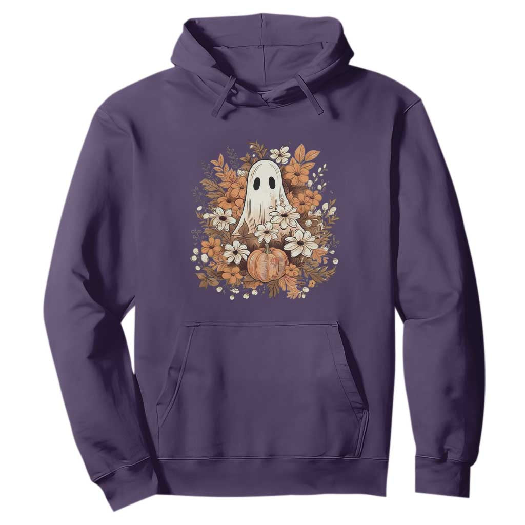 Halloween Ghost Hoodie Vintage Floral Pumpkin Glitter Print TS11 Purple Print Your Wear