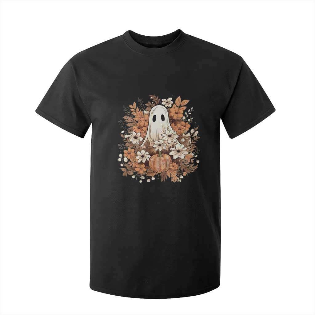 Halloween Ghost T Shirt For Kid Vintage Floral Pumpkin Glitter Print TS11 Black Print Your Wear