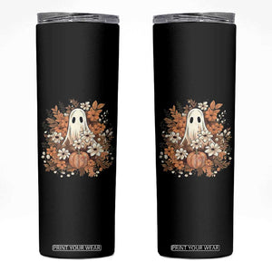 Halloween Ghost Skinny Tumbler Vintage Floral Pumpkin Glitter Print TS11 Black Print Your Wear