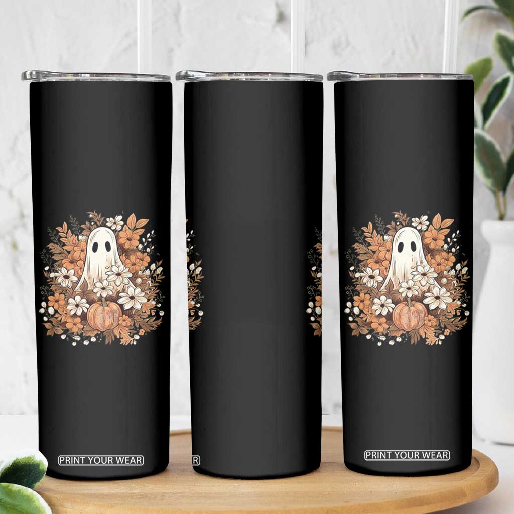 Halloween Ghost Skinny Tumbler Vintage Floral Pumpkin Glitter Print TS11 Print Your Wear