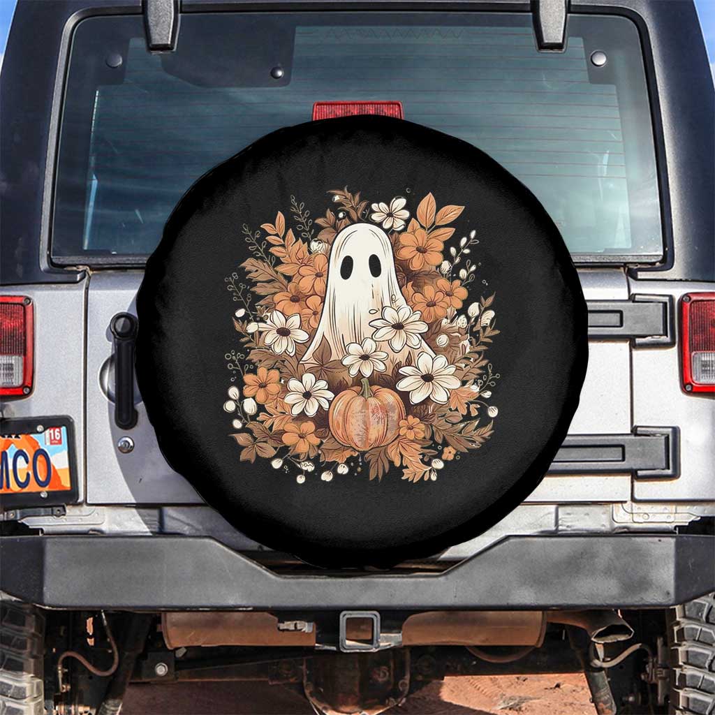 Halloween Ghost Spare Tire Cover Vintage Floral Pumpkin Glitter Print TS11 No hole Black Print Your Wear