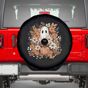 Halloween Ghost Spare Tire Cover Vintage Floral Pumpkin Glitter Print TS11 Black Print Your Wear