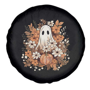 Halloween Ghost Spare Tire Cover Vintage Floral Pumpkin Glitter Print TS11 Print Your Wear