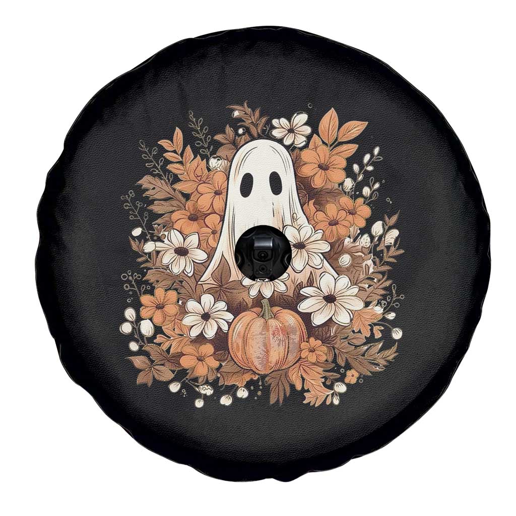 Halloween Ghost Spare Tire Cover Vintage Floral Pumpkin Glitter Print TS11 Print Your Wear