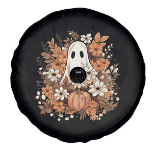 Halloween Ghost Spare Tire Cover Vintage Floral Pumpkin Glitter Print TS11 Print Your Wear
