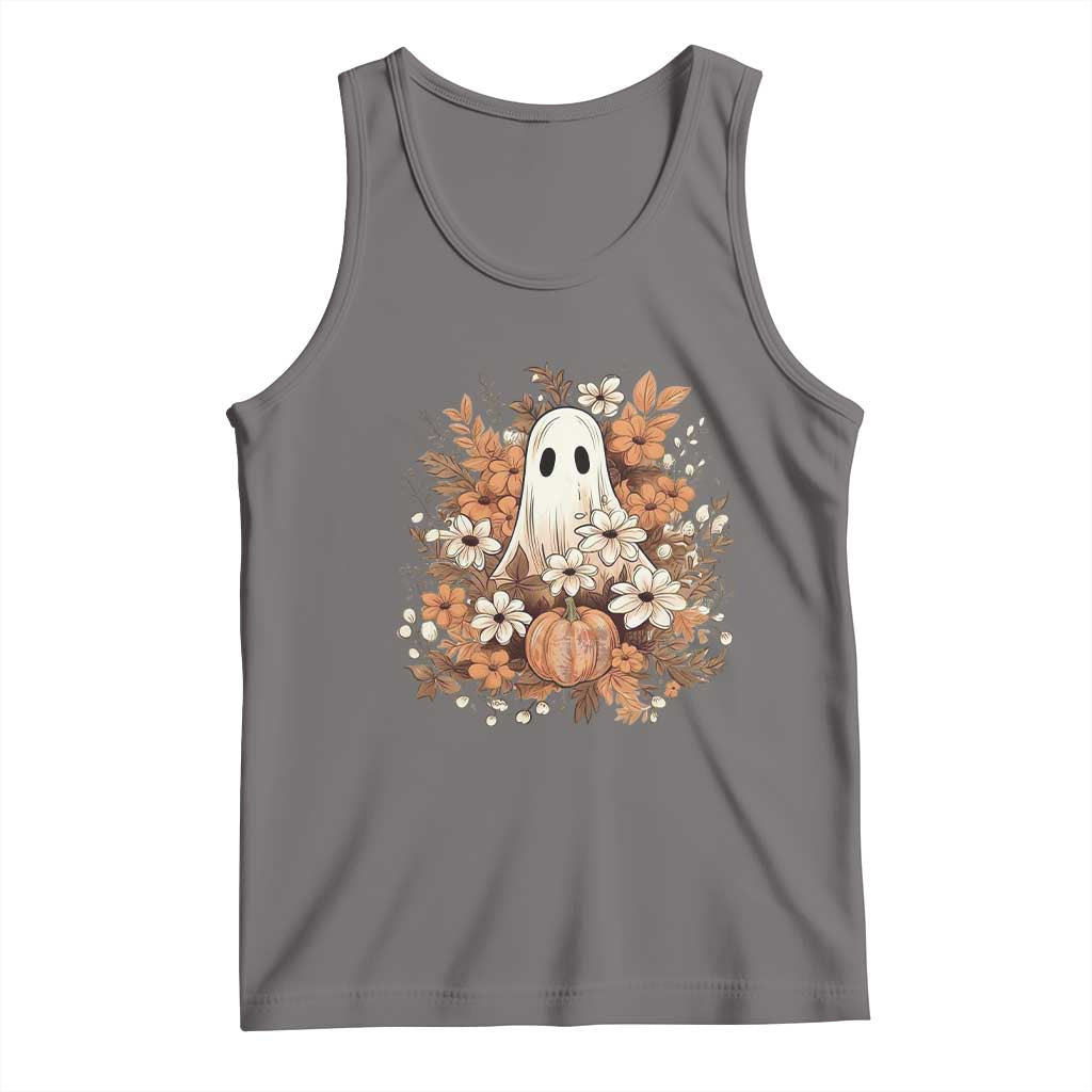 Halloween Ghost Tank Top Vintage Floral Pumpkin Glitter Print TS11 Deep Heather Print Your Wear