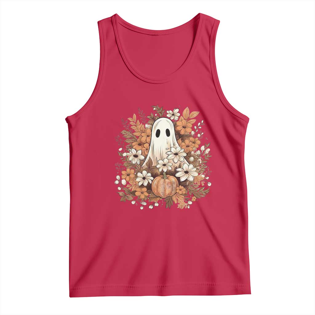 Halloween Ghost Tank Top Vintage Floral Pumpkin Glitter Print TS11 Red Print Your Wear