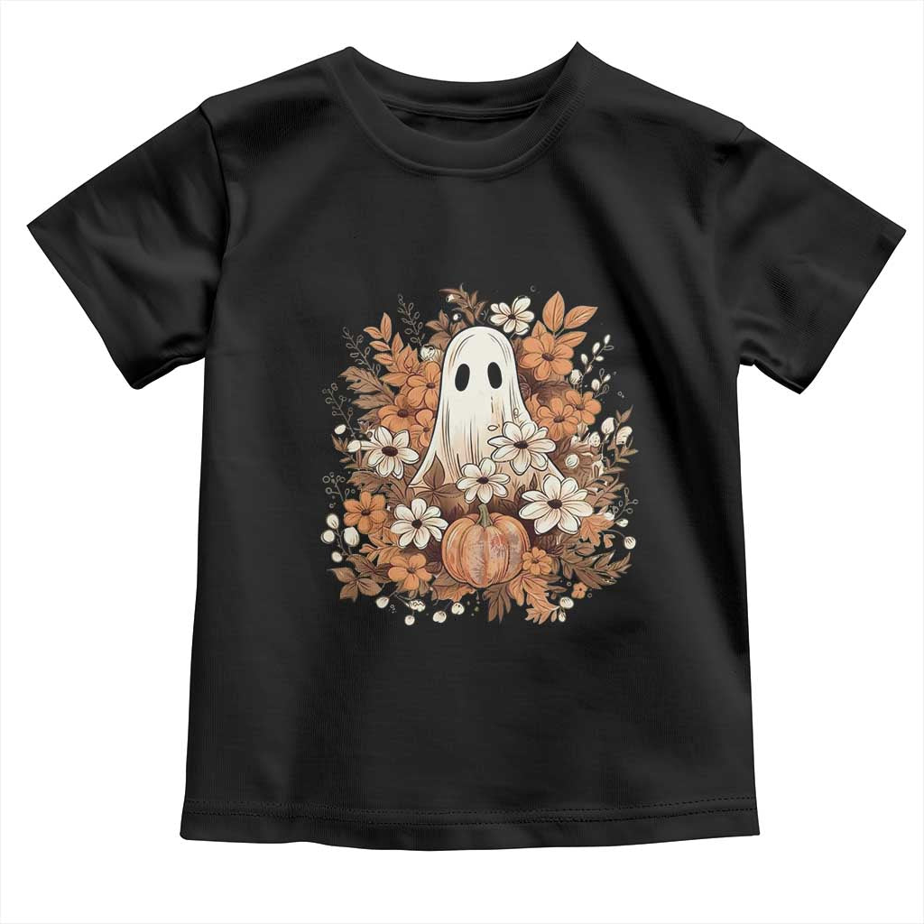 Halloween Ghost Toddler T Shirt Vintage Floral Pumpkin Glitter Print TS11 Black Print Your Wear