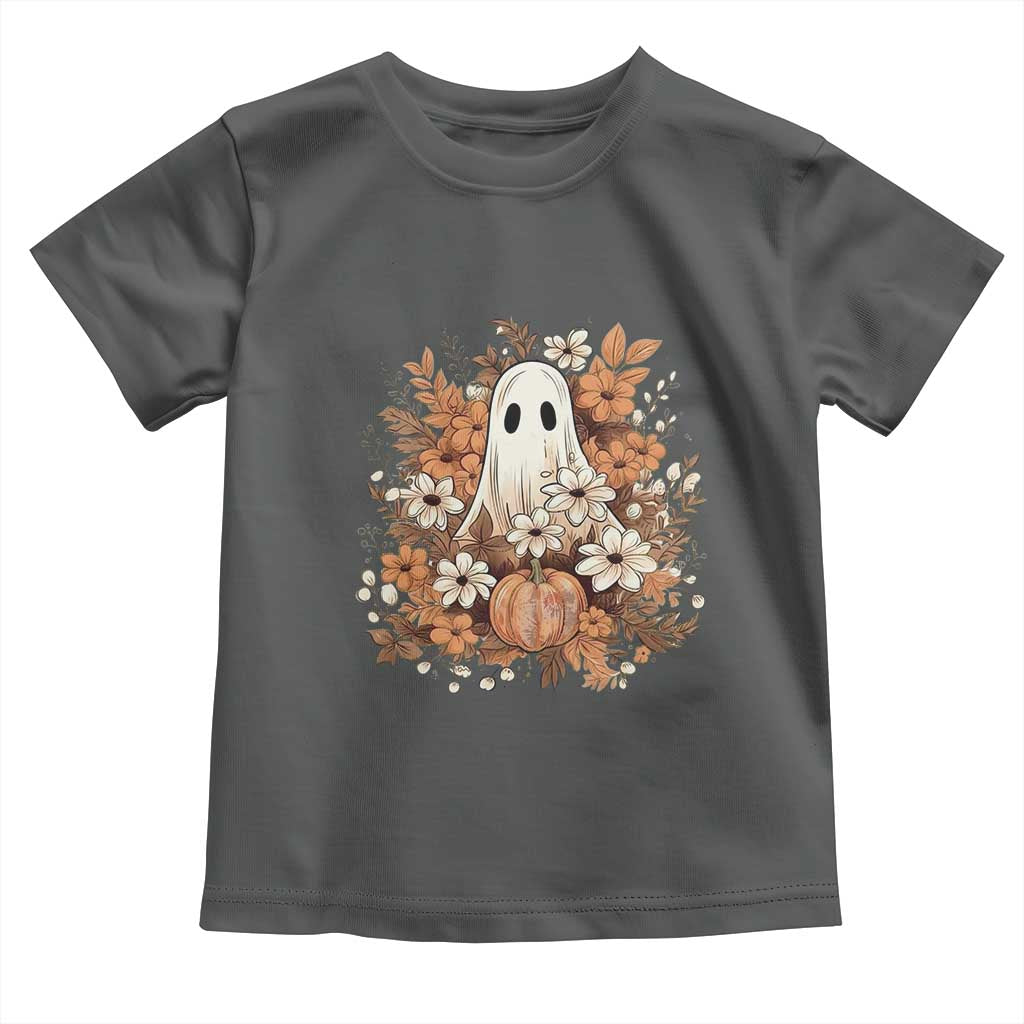 Halloween Ghost Toddler T Shirt Vintage Floral Pumpkin Glitter Print TS11 Dark Heather Print Your Wear