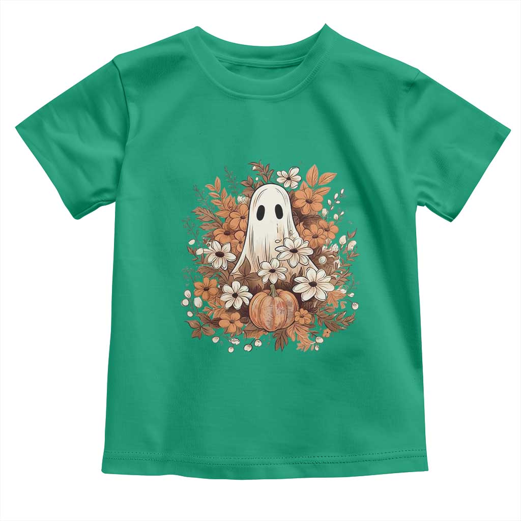 Halloween Ghost Toddler T Shirt Vintage Floral Pumpkin Glitter Print TS11 Irish Green Print Your Wear
