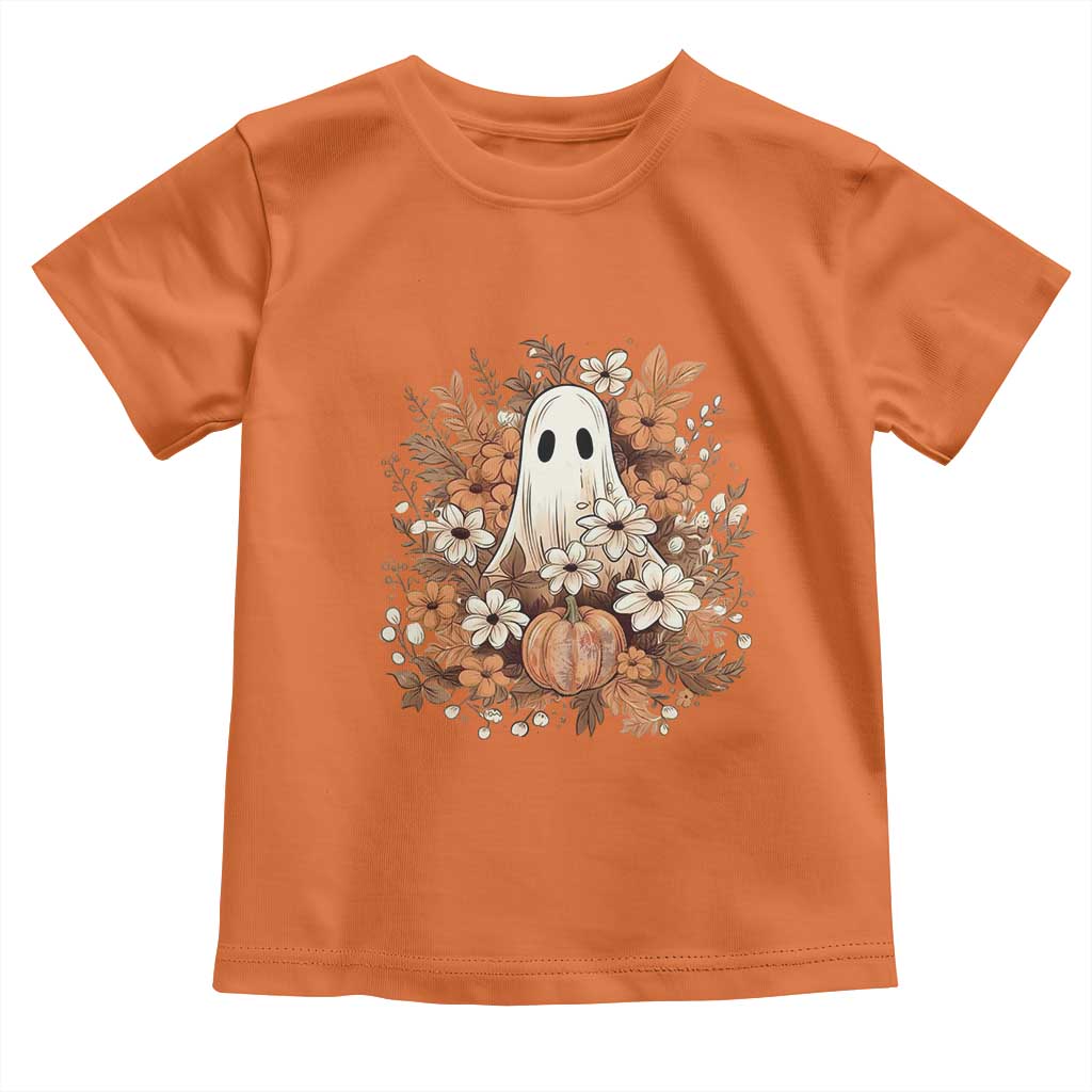 Halloween Ghost Toddler T Shirt Vintage Floral Pumpkin Glitter Print TS11 Orange Print Your Wear