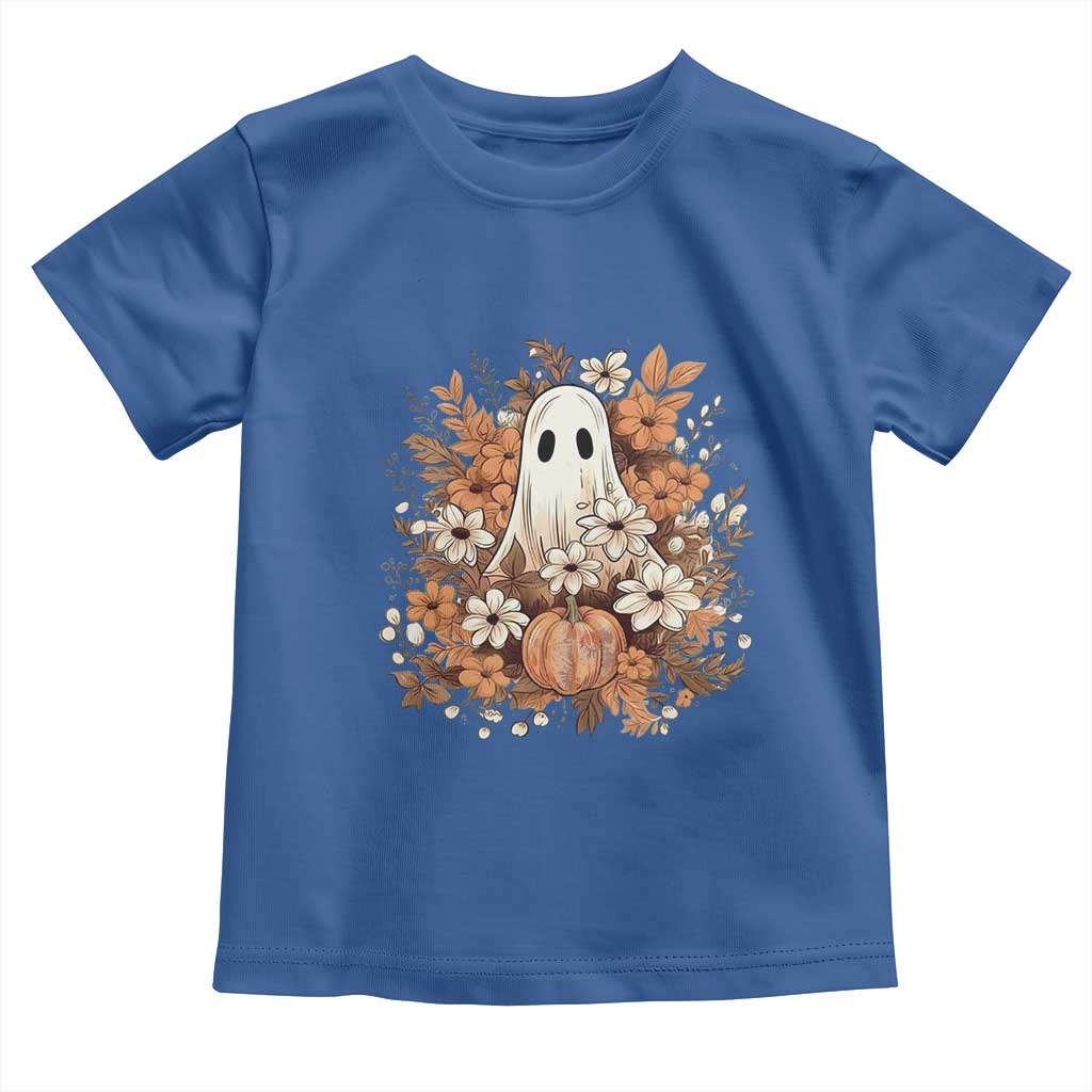 Halloween Ghost Toddler T Shirt Vintage Floral Pumpkin Glitter Print TS11 Royal Blue Print Your Wear