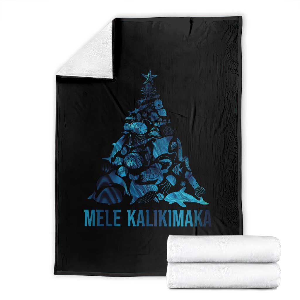 Christmas In Hawaii Throw Blanket Mele Kalikimala Sea Animals Xmas Tree TS11 Black Print Your Wear